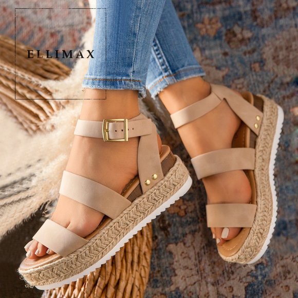 Soda Farmer Ankle Strap Open Toe High Platform Wedge Sandal main image 1